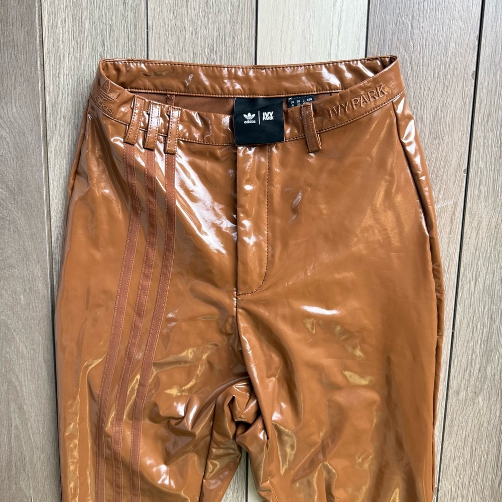 Beyonce Adidas x Ivy Park Icy Park Wild Brown Latex Pants Size XS - Picture 6 of 7